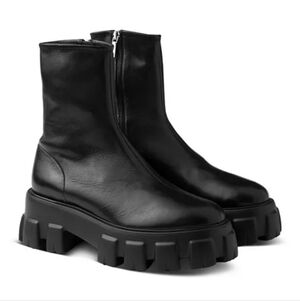 $1,520 Prada Monolith Lug Sole Stretch Nappa Ankle Boots EU 39 US 9 NIB